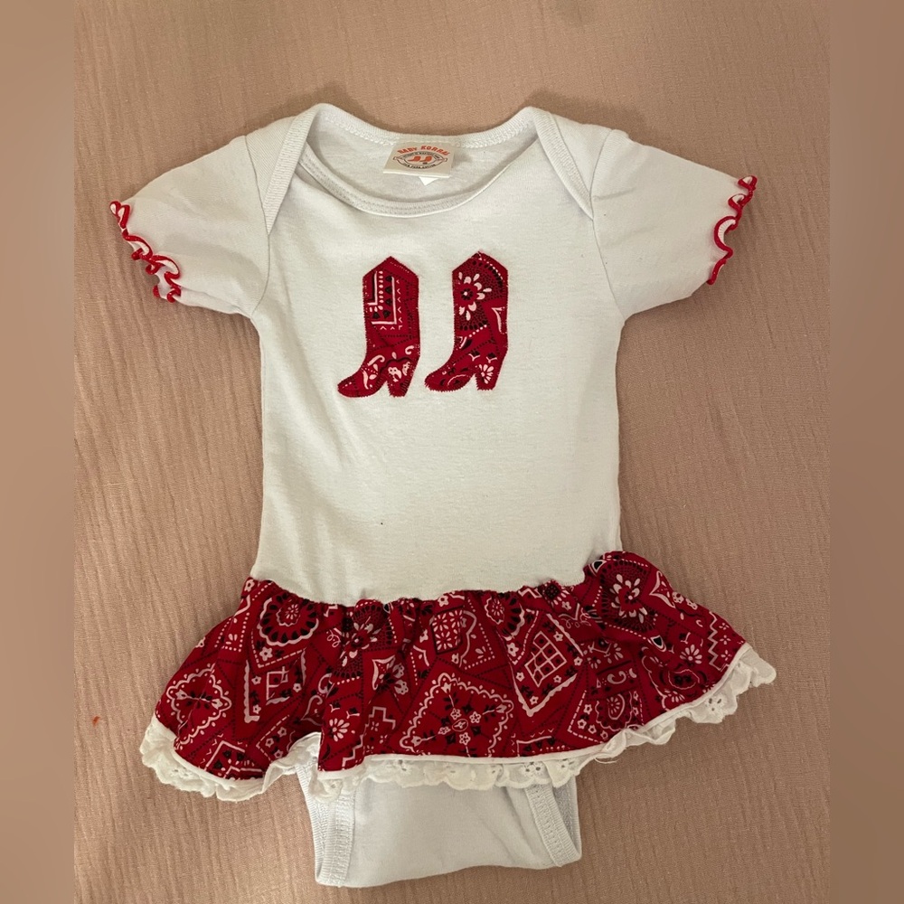 Baby girl western Onesie with Red Bandana Print